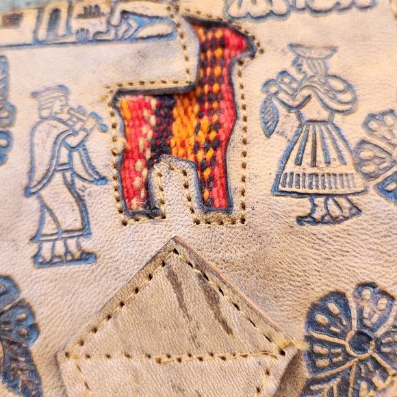 Puro Cuero Backpack  Leather Adjustable Straps Aztec Southwest Bag Purse - Picture 7 of 7